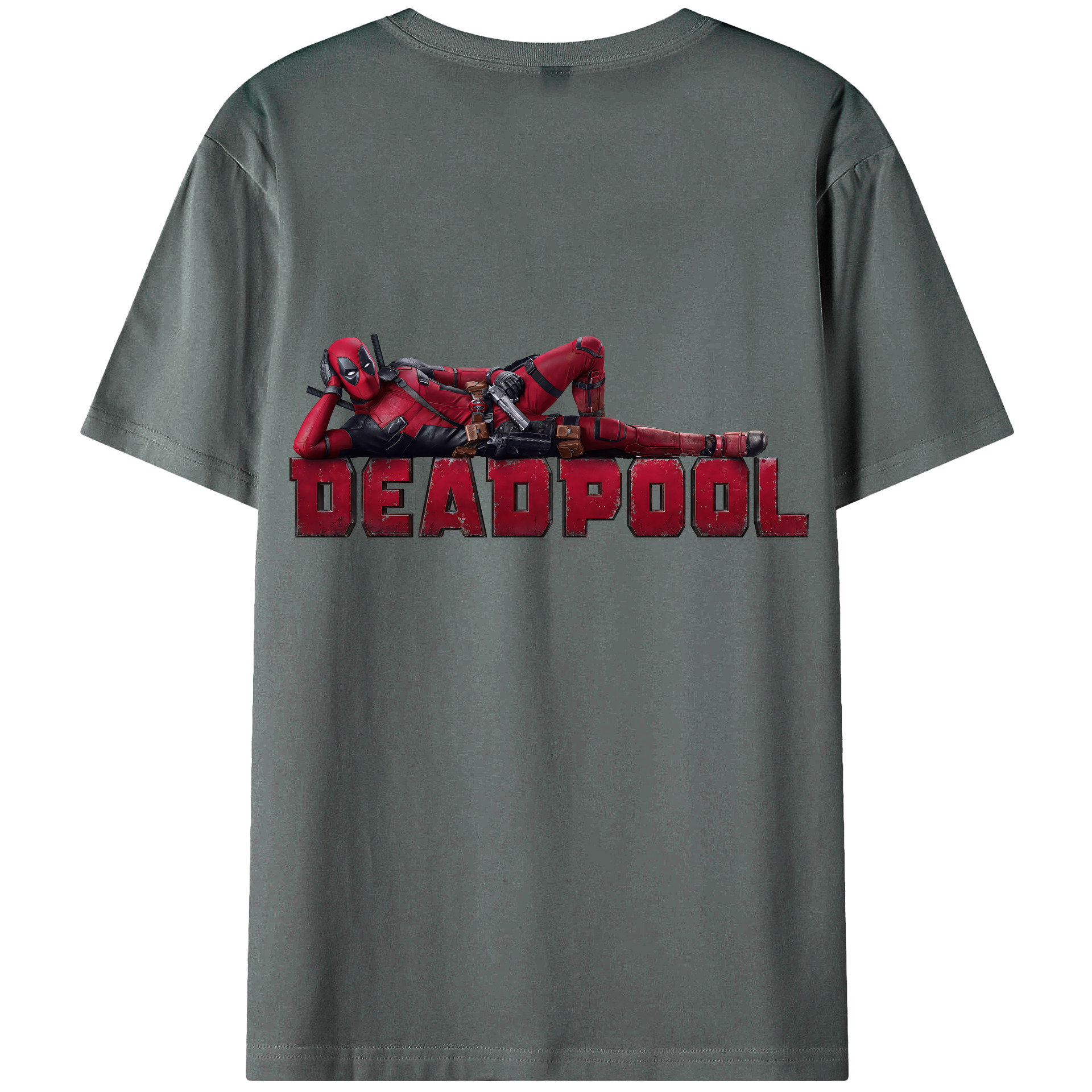 （画像用） Deadpool デッドプール 綿100％ メンズ半袖Tシャツ（バックプリント） 通気性